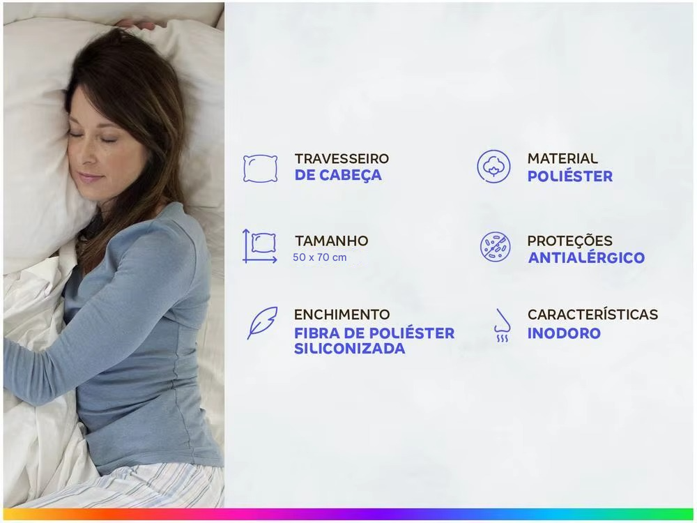 Travesseiro Ortobom de Cabeça Poliéster Nápoles